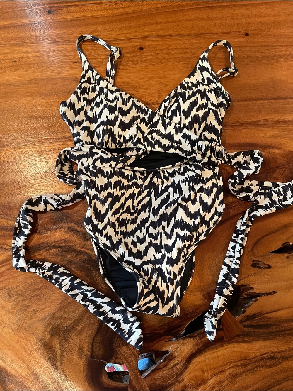 knix Black and White Animal Print One-Piece Swimsuit